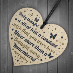 Red Ocean Mum Dad Grandad Nan Memorial Birthday Christmas Wooden Heart Ornament Keepsake - thumbnail 6
