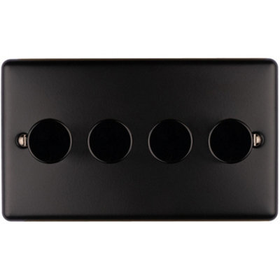 Loops 4 Gang 400W Led 2 Way Rotary Dimmer Switch Matt Black Light Dimming Plate - image 1