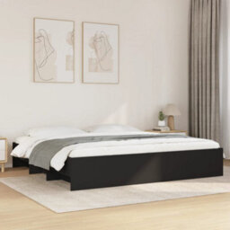 Berkfield Bed Frame Without Mattress Black 180X200 Cm Super King Engineered Wood - thumbnail 1