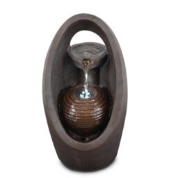 Geezy Oval Water Feature Outdoor Indoor Led Fountain Waterfall Garden Decor - thumbnail 1
