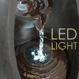 Geezy Oval Water Feature Outdoor Indoor Led Fountain Waterfall Garden Decor - thumbnail 3