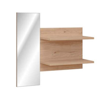 Arte Pedro Floating Shelf 90Cm: Stylish Storage With Integrated Mirror - W900mm X H900mm X D280mm In Jackson Hickory - image 1