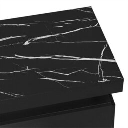Abrihome Modern Black Rectangular Coffee Table With Marble Pattern(Triamine Board) Top And 2 Wooden Drawers, 100X50X40Cm - thumbnail 7