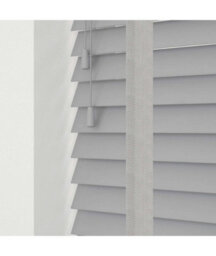 50mm Slat Light Grey Real Wood Venetian Blind With Tapes 120Cm Drop 230Cm Wide