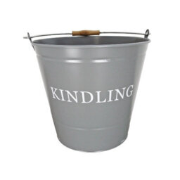 Powder Coated Steel Grey Lightweight Durable Fireplace Wood Logs Storage Bucket Large