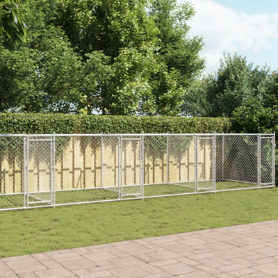 Walplus Grey Dog Cage With Doors 10X2X1.5 M Galvanised Steel Kennel - image 1