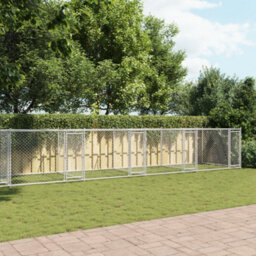 Walplus Grey Dog Cage With Doors 10X2X1.5 M Galvanised Steel Kennel - thumbnail 3