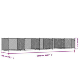 Walplus Grey Dog Cage With Doors 10X2X1.5 M Galvanised Steel Kennel - thumbnail 9