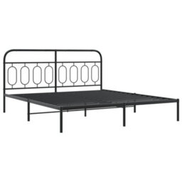 Berkfield Metal Bed Frame Without Mattress With Headboard Black 183X213Cm - thumbnail 3