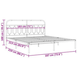 Berkfield Metal Bed Frame Without Mattress With Headboard Black 183X213Cm - thumbnail 8