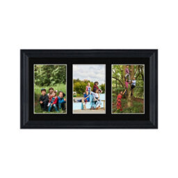 AK Frames 40X20Cm Black Classic Multi Photo Frame With Black Mount - Holds 3 Apertures (3X) 6X4 Photos - thumbnail 1
