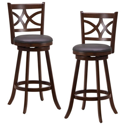 Gainoom Set Of 2 Brown Bar Stools Counter Height Chair Pub Swiveling 29 Inch - image 1