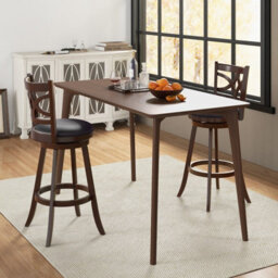Gainoom Set Of 2 Brown Bar Stools Counter Height Chair Pub Swiveling 29 Inch - thumbnail 3
