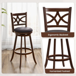 Gainoom Set Of 2 Brown Bar Stools Counter Height Chair Pub Swiveling 29 Inch - thumbnail 8