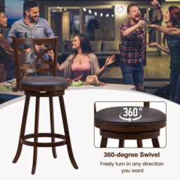 Gainoom Set Of 2 Brown Bar Stools Counter Height Chair Pub Swiveling 29 Inch - thumbnail 5