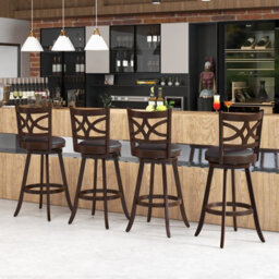 Gainoom Set Of 2 Brown Bar Stools Counter Height Chair Pub Swiveling 29 Inch - thumbnail 9