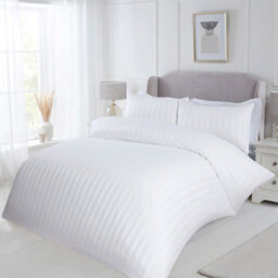 Julian Charles Home Satin Stripe White 210Tc 100% Cotton Duvet Set - thumbnail 3