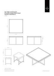 Orsina 5Pc Crocodile Leather Effect Table And Stool Set, Mirrored Glass Coffee Table With Stool, Large Coffee Table - thumbnail 2