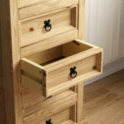 Lassic Vida Designs Corona 5 Drawer Narrow Chest Mexican Solid Waxed Pine (H)950mm (W)480mm (D)350mm - thumbnail 5