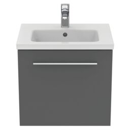 Ideal Standard I.life S Compact Matt Quartz Grey Oak Veneer Wall-Mounted Bathroom Vanity Unit (H) 440mm (W) 500mm - thumbnail 6