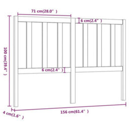 Berkfield Bed Headboard Grey 156X4X100 Cm Solid Wood Pine - thumbnail 6