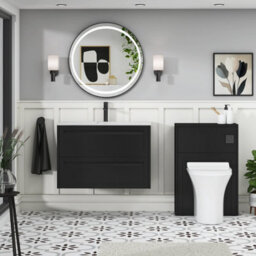 Royal Bathrooms Elmore 800mm Traditional Wall Hung 2 Drawer Bathroom Vanity Unit With Sintered Stone Basin - Matt Nocturne Black - thumbnail 4