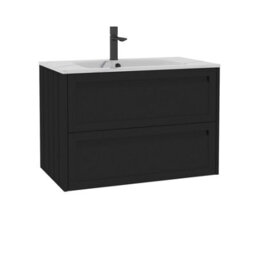 Royal Bathrooms Elmore 800mm Traditional Wall Hung 2 Drawer Bathroom Vanity Unit With Sintered Stone Basin - Matt Nocturne Black - thumbnail 6
