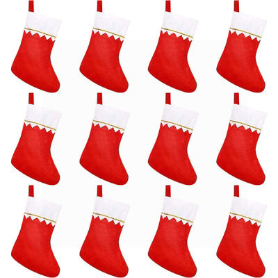 Amorly 12Pcs Christmas Stockings, Non-Woven Xmas Stockings With White Cuff Gold Trim, Classic Fireplace Hanging Christmas Decor Socks - image 1