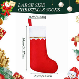 Amorly 12Pcs Christmas Stockings, Non-Woven Xmas Stockings With White Cuff Gold Trim, Classic Fireplace Hanging Christmas Decor Socks - thumbnail 4