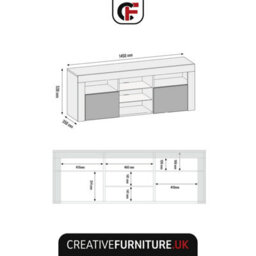Pulse Tv Unit 145Cm Dark Grey High Gloss Doors With Led Lighting - Creative Furniture - thumbnail 4
