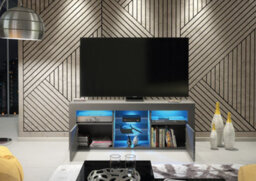 Pulse Tv Unit 145Cm Dark Grey High Gloss Doors With Led Lighting - Creative Furniture - thumbnail 9