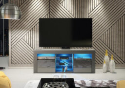 Pulse Tv Unit 145Cm Dark Grey High Gloss Doors With Led Lighting - Creative Furniture - thumbnail 5