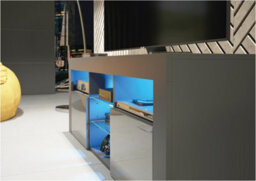 Pulse Tv Unit 145Cm Dark Grey High Gloss Doors With Led Lighting - Creative Furniture - thumbnail 3