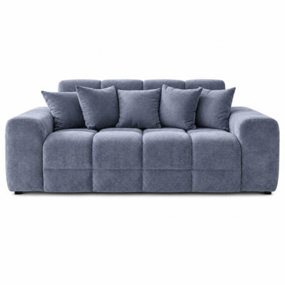 Furnishings For Less UK Jenson Grey 3 Seater Plush Velvet Sofa With Deep Seats - image 1