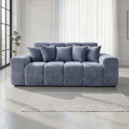 Furnishings For Less UK Jenson Grey 3 Seater Plush Velvet Sofa With Deep Seats - thumbnail 2