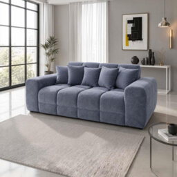 Furnishings For Less UK Jenson Grey 3 Seater Plush Velvet Sofa With Deep Seats - thumbnail 4