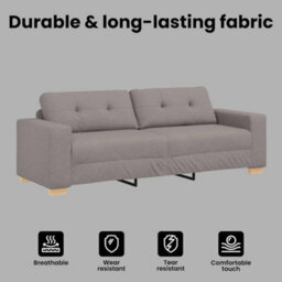 Vidaxl 3-Seater Sofa With Cushion Taupe Fabric - thumbnail 7