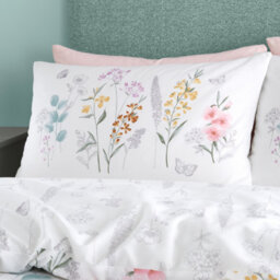 Catherine Lansfield Bedding Emilia Floral Reversible Single Duvet Cover Set With Pillowcase White Green - thumbnail 3