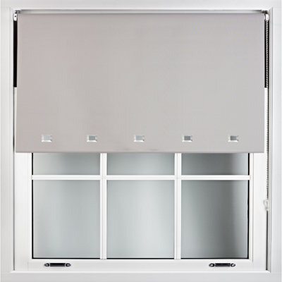 Furnished Blackout Roller Blinds With Square Eyelets And Metal Fittings- Grey Trimmable (W)50Cm (L)210Cm