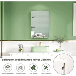 40X60X12Cm  Single Door Mirrored Bathroom Cabinet Storage Cupboard With Adjustable Shelf - thumbnail 5
