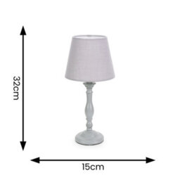 Valuelights Sara Grey Wood Candlestick Table Lamp With A Tapered Shade - Led Bulb Included - thumbnail 4
