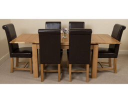 That's Furniture Richmond 140Cm - 220Cm Oak Extending Dining Table And 6 Chairs Dining Set With Washington Brown Leather Chairs - thumbnail 2