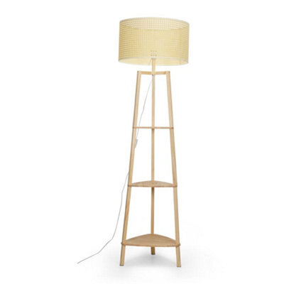 Valuelights Hiru Natural 3 Tier Shelf Floor Lamp With Wicker Shade - image 1