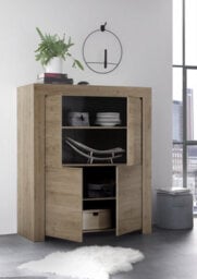FurniComp LTD Furnicomp Roma 4 Door Oak Effect Tall Sideboard/highboard - thumbnail 2