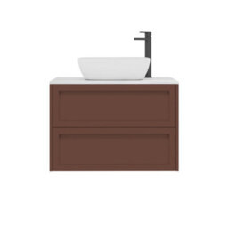 Royal Bathrooms Royal Bathroom Elmore 800mm Terracotta Clay Wall Mounted Countertop Bathroom Vanity Unit 2 Drawer With Elva Basin - thumbnail 7