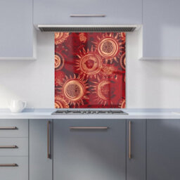 Warren Reed Designer Abstract Red Moon And Sun Premium Glass Kitchen Splashback W600mm X H750mm - thumbnail 6