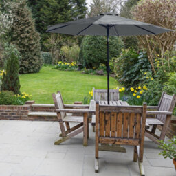 Glamhaus Garden Parasol Solar Led 2.7M ,tilting Table Umbrella With Crank Handle, Protection Uv40, Free Parasol Cover- Dark Grey - thumbnail 6