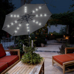 Glamhaus Garden Parasol Solar Led 2.7M ,tilting Table Umbrella With Crank Handle, Protection Uv40, Free Parasol Cover- Dark Grey - thumbnail 5
