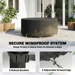 Outsunny Round Garden Furniture Cover Waterproof 214 X 70 Cm, Black - thumbnail 5