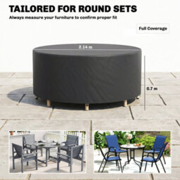 Outsunny Round Garden Furniture Cover Waterproof 214 X 70 Cm, Black - thumbnail 3